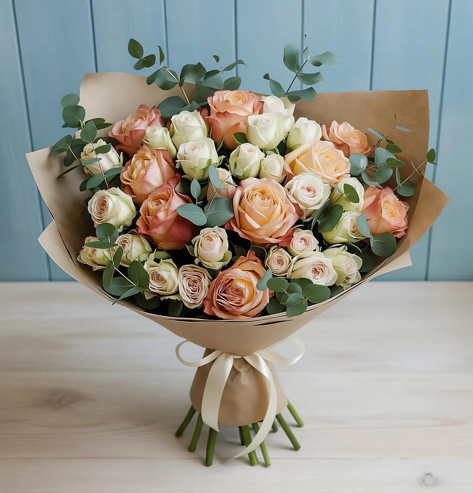 Букет цветов из: Альстромерии и Розы в Вардане