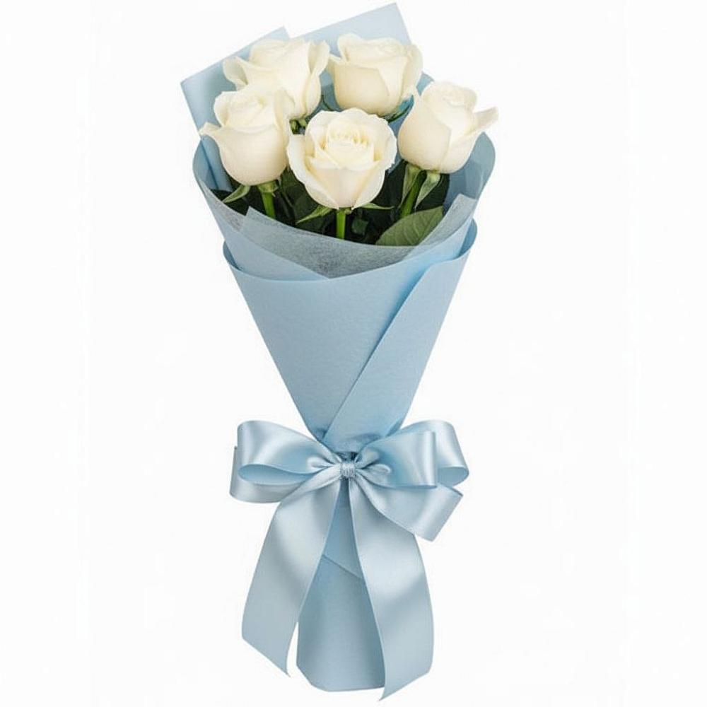 Букет 5 Белых роз Проуд в Вардане