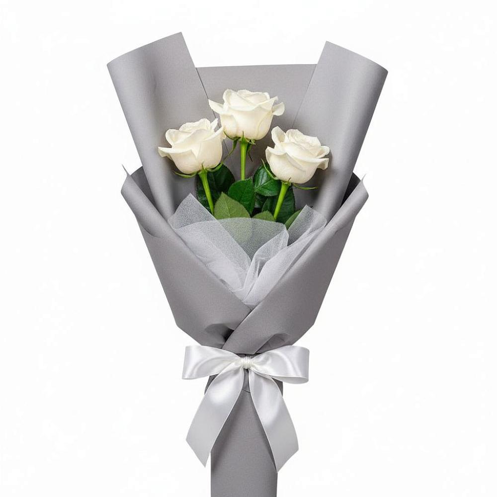 Букет 3 белые розы в Вардане
